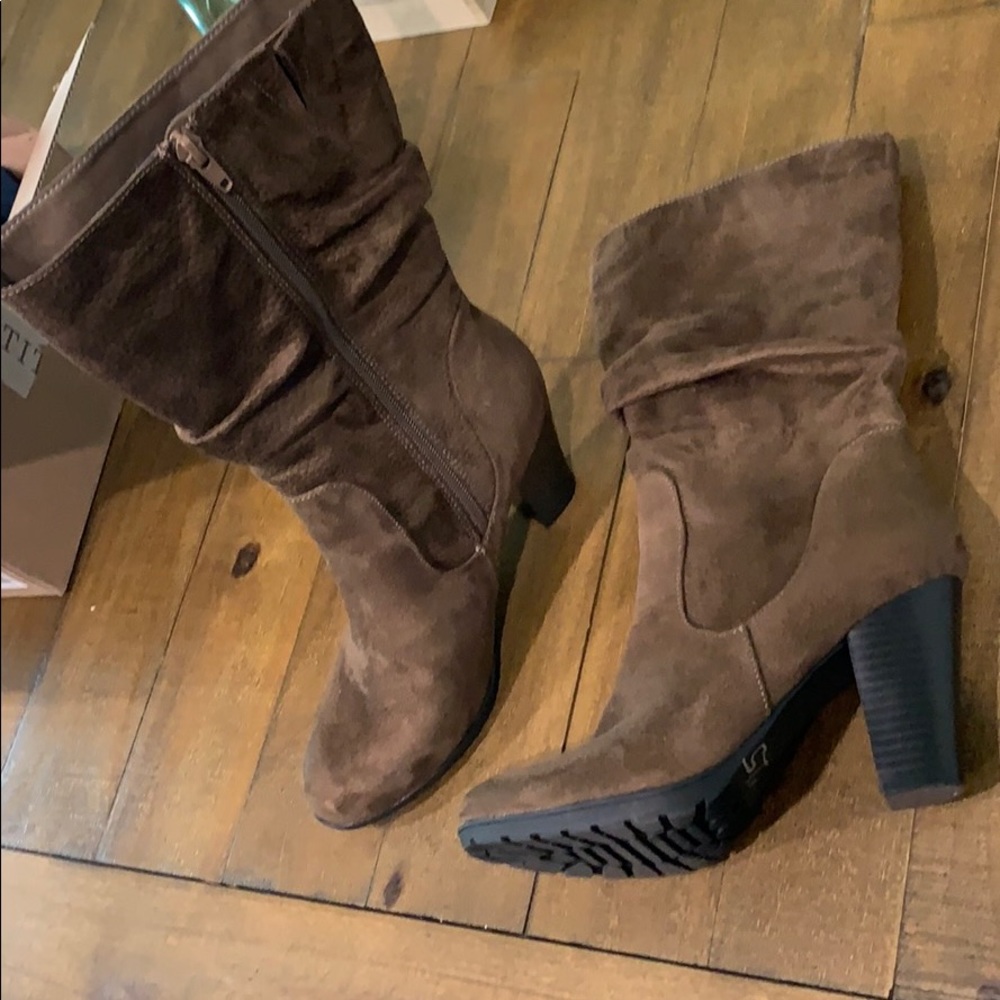 Brown heeled boots
